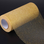 Gold Glitter Tulle Ribbon (25yds)