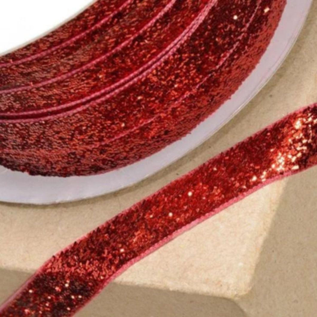 Red glitter ribbon (1/8 inch, 3yds)